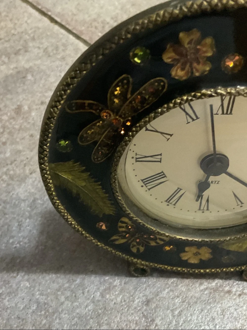 Decorative Black and Gold Floral Table Clock - Brand